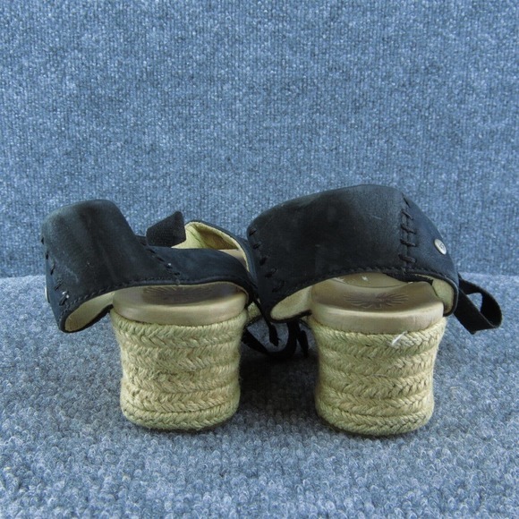 UGG Women Ankle Strap Shoes Black Leather Lace Up Size 8.5 Medium - Picture 4 of 6
